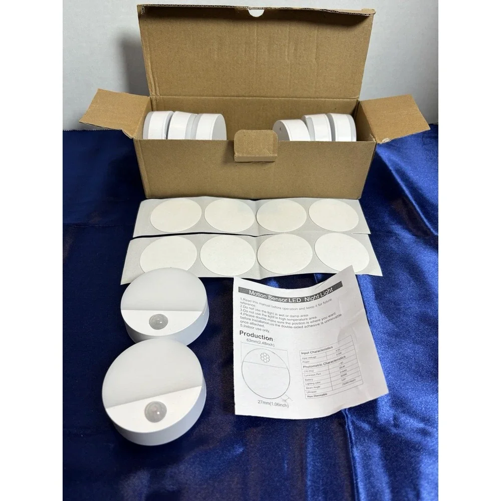 Guankai 8-Pack Motion Sensor LED Stair Night Lights White Battery Operated [A3]